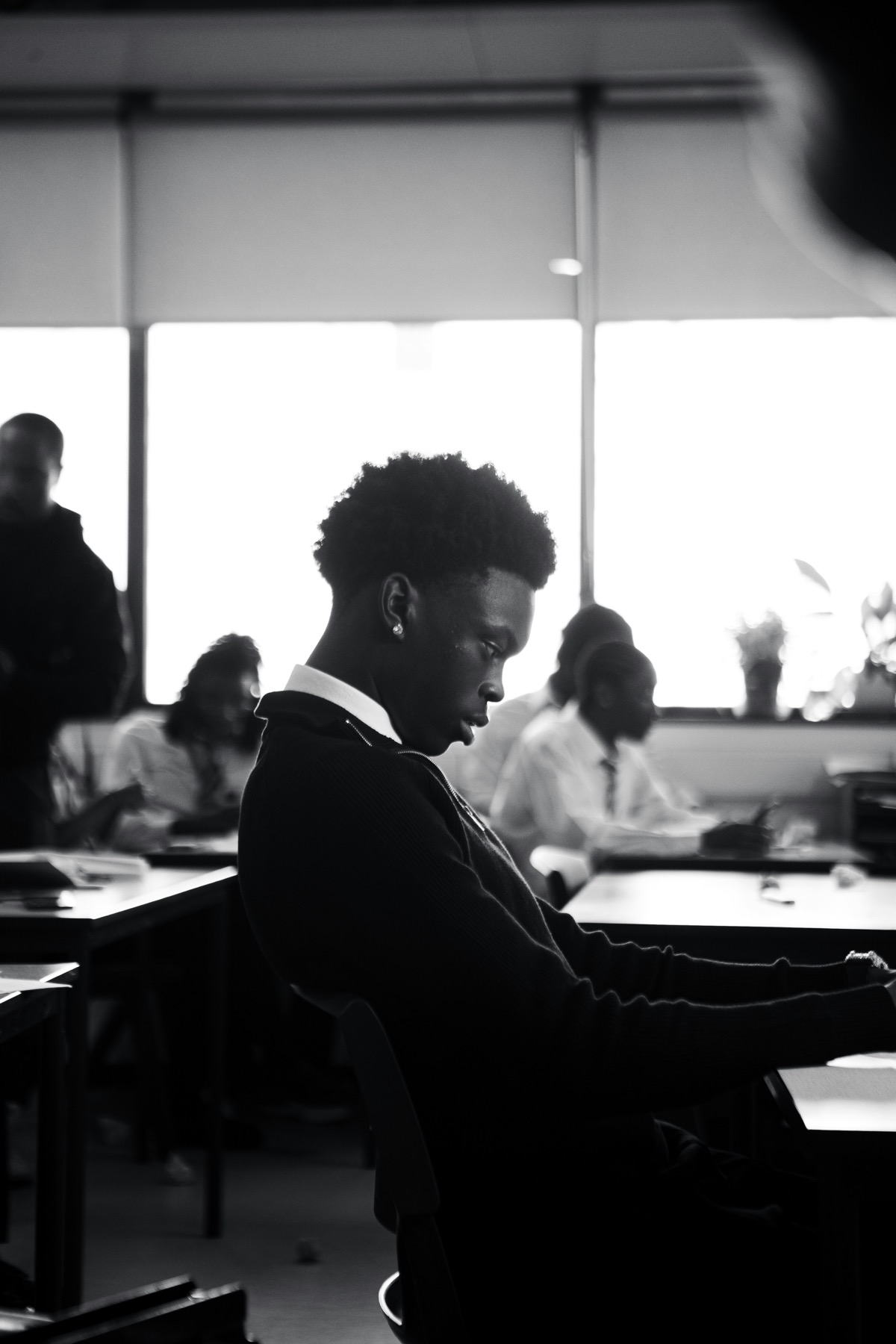 Boy sitting in class
